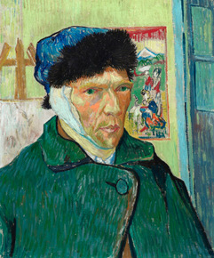 Abbild Van Goghs Werk: „Selbstbildnis mit verbundenem Ohr“.